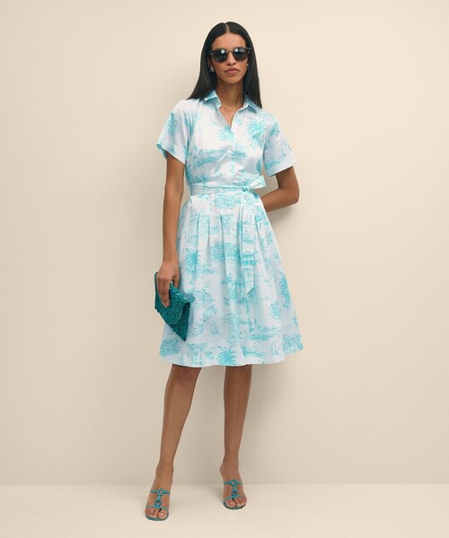 BROOKS BROTHERS(ブルックスブラザーズ)の「スーピマコットン トワルドジュイ ショートスリーブシャツワンピース(シャツワンピース・レディース・アクア・0/2/4/6/8)」の6枚目の写真