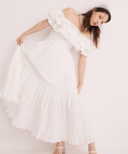 EIMY ISTOIRE（エイミーイストワール）の「オフショルフリルマキシ