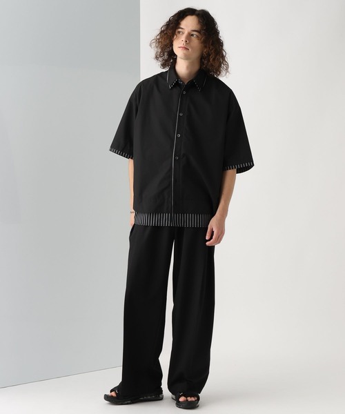 HARE（ハレ）の「レイヤードストライプシャツ(HARE)（シャツ/ブラウス・メンズ・ブラック/グレー/ブルー・FREE）」の5枚目の写真