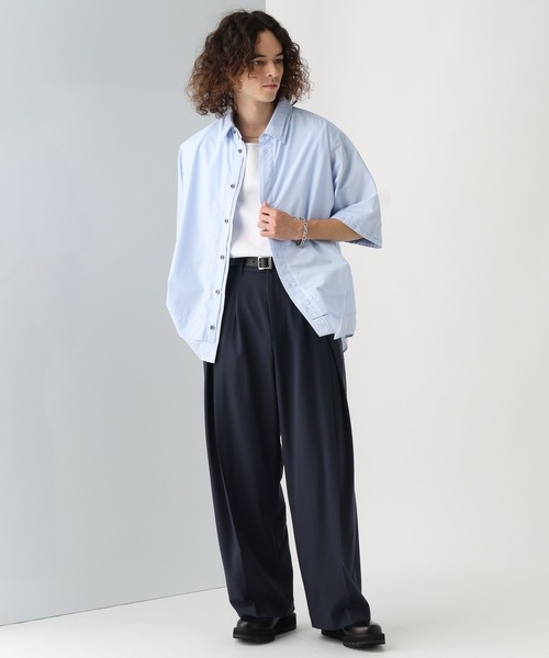 HARE（ハレ）の「レイヤードストライプシャツ(HARE)（シャツ/ブラウス・メンズ・ブラック/グレー/ブルー・FREE）」の10枚目の写真