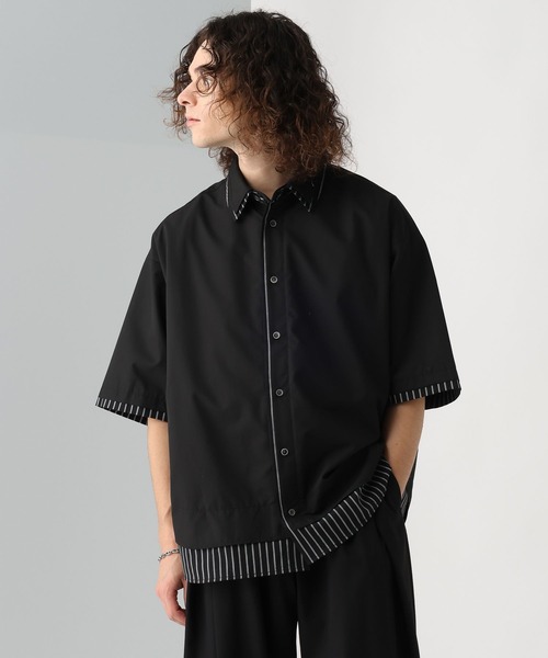 新品】HARE ハレ ソデレイヤードシャツ ブラック - メルカリ