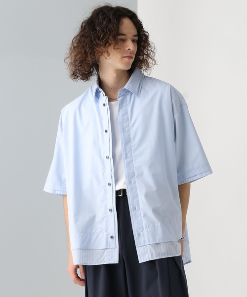 HARE（ハレ）の「レイヤードストライプシャツ(HARE)（シャツ/ブラウス・メンズ・ブラック/グレー/ブルー・FREE）」の13枚目の写真