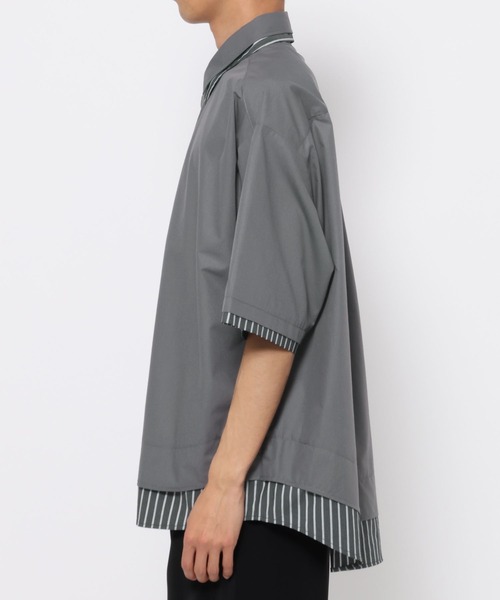 HARE（ハレ）の「レイヤードストライプシャツ(HARE)（シャツ/ブラウス・メンズ・ブラック/グレー/ブルー・FREE）」の15枚目の写真