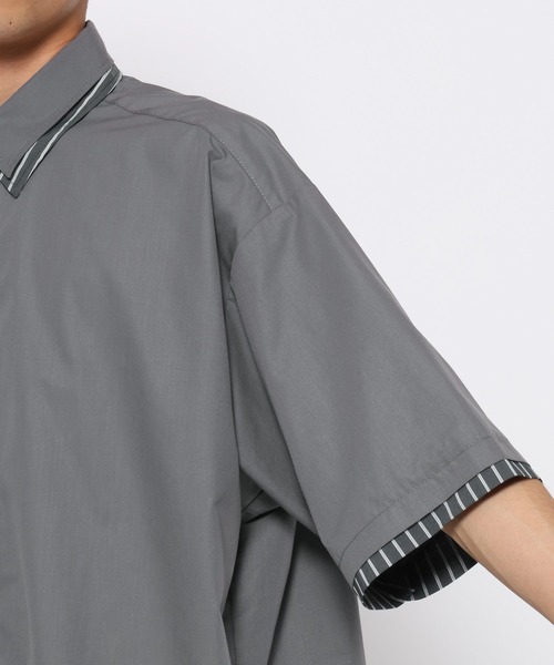 HARE（ハレ）の「レイヤードストライプシャツ(HARE)（シャツ/ブラウス・メンズ・ブラック/グレー/ブルー・FREE）」の19枚目の写真