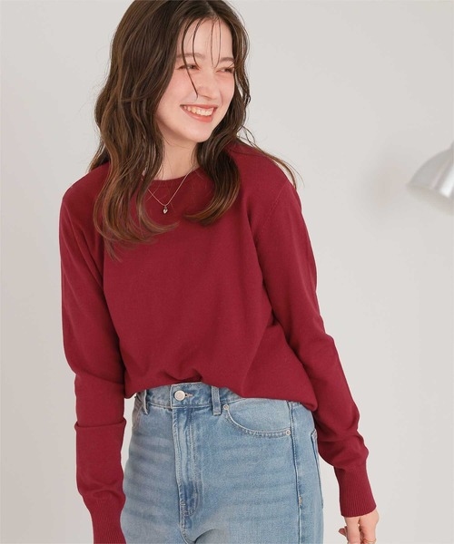 titivate(ティティベイト)の「なめらか手触りカシミヤタッチクルーネックニット(ニット/セーター・レディース・ネイビー/キャメル/ブラウン/レッド/ブラック/アイボリー/グレー・S/M/L)」の7枚目の写真