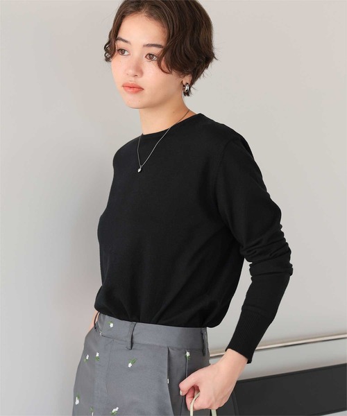 titivate(ティティベイト)の「なめらか手触りカシミヤタッチクルーネックニット(ニット/セーター・レディース・ネイビー/キャメル/ブラウン/レッド/ブラック/アイボリー/グレー・S/M/L)」の10枚目の写真
