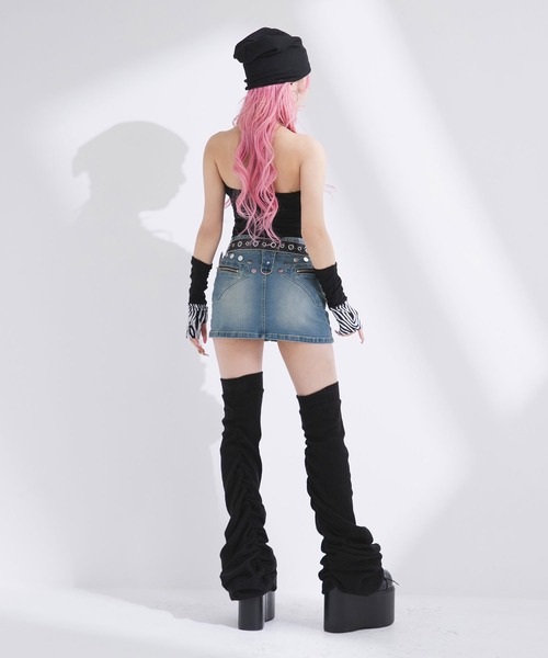 Diable baiser(ディアブルベーゼ)の「スタッズデニムGALミニスカート(デニムスカート・レディース・ブルー/ブラック/ライトブルー・SMALL/MEDIUM/LARGE/LL)」の8枚目の写真