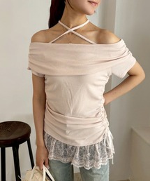 one after another NICE CLAUP | クロスリボンオフショルトップス(Tシャツ/カットソー)