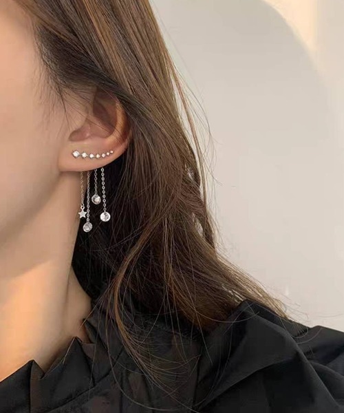 【mercalin様】#746×2　#655P－3　#645P－5　ピアス4点 DIAMOND LINE PIERCED EARRING(片耳用)(2ZP1589)K18 ピアス