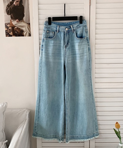 直営♪SPORTMAX ワイドレッグデニムパンツ GLAUCO セール】【バレルレッグ】サイドタックルーズデニムパンツ