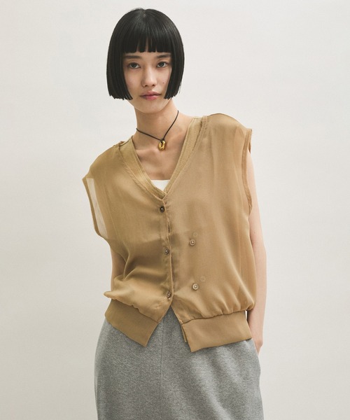 PROTAGONISTA プロタゴニスタ別注BUTTONトップス　ベージュ セール】PROTAGONISTA/プロタゴニスタ 別注 BUTTON トップス（T