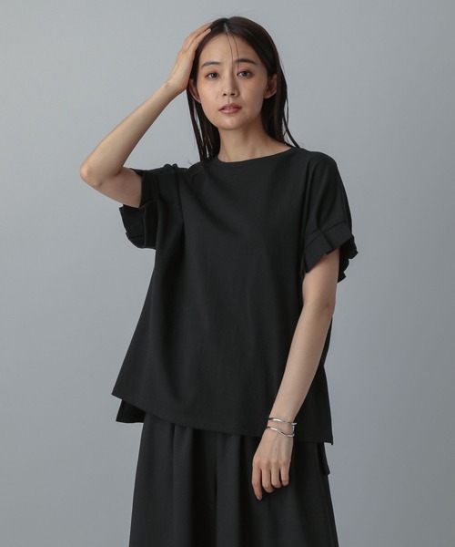 GLOBAL WORK(グローバルワーク)の「冷感タックスリーブ半袖/MATINEE LINE/496993(Tシャツ/カットソー・レディース・レッド/ブラック/ホワイト系その他2/チャコールグレー・LONG/REGULAR)」の3枚目の写真
