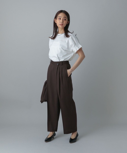 GLOBAL WORK(グローバルワーク)の「冷感タックスリーブ半袖/MATINEE LINE/496993(Tシャツ/カットソー・レディース・レッド/ブラック/ホワイト系その他2/チャコールグレー・LONG/REGULAR)」の14枚目の写真