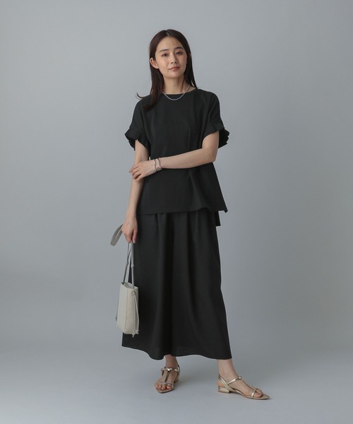 GLOBAL WORK(グローバルワーク)の「冷感タックスリーブ半袖/MATINEE LINE/496993(Tシャツ/カットソー・レディース・レッド/ブラック/ホワイト系その他2/チャコールグレー・LONG/REGULAR)」の18枚目の写真
