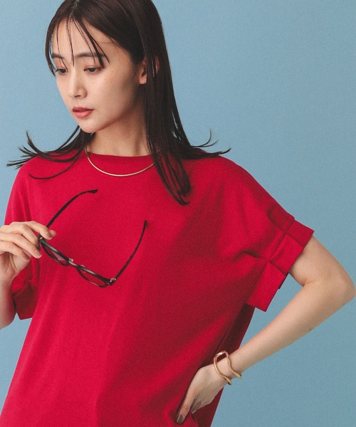 GLOBAL WORK(グローバルワーク)の「冷感タックスリーブ半袖/MATINEE LINE/496993(Tシャツ/カットソー・レディース・レッド/ブラック/ホワイト系その他2/チャコールグレー・LONG/REGULAR)」の10枚目の写真