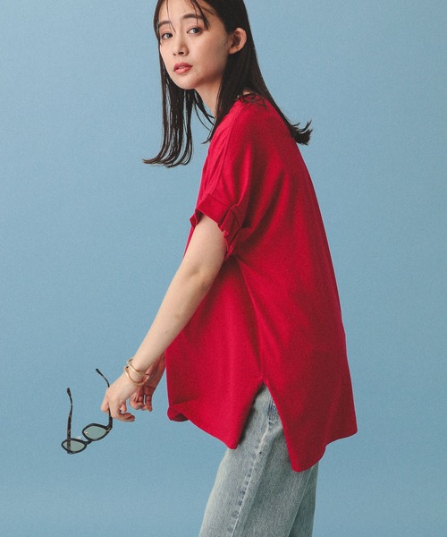 GLOBAL WORK(グローバルワーク)の「冷感タックスリーブ半袖/MATINEE LINE/496993(Tシャツ/カットソー・レディース・レッド/ブラック/ホワイト系その他2/チャコールグレー・LONG/REGULAR)」の8枚目の写真