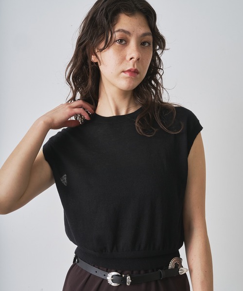 Whim Gazette(ウィムガゼット)の「リネンシルクフレンチプルオーバー(ニット/セーター・レディース・ブラック/キャメル・FREE)」の17枚目の写真