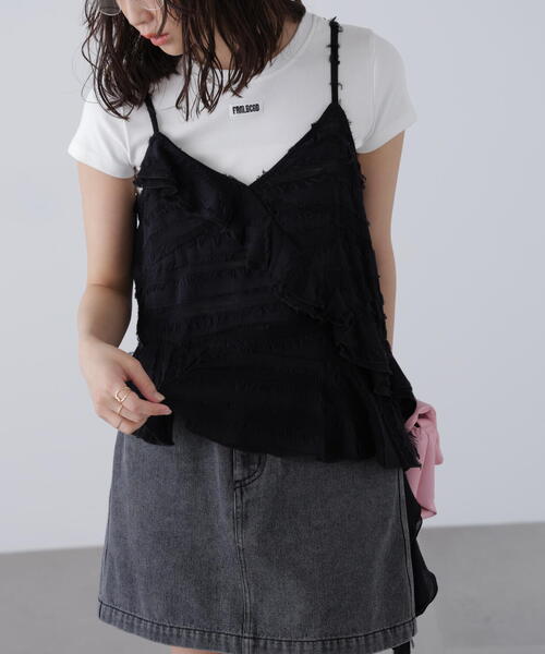 FREE'S MART（フリーズマート）の「フリンジシャギーアシメブラウス（シャツ/ブラウス・レディース・ブラック/ホワイト・FREE）」の4枚目の写真