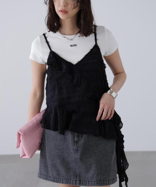 FREE'S MART（フリーズマート）の「フリンジシャギーアシメブラウス（シャツ/ブラウス・レディース・ブラック/ホワイト・FREE）」の5枚目の写真