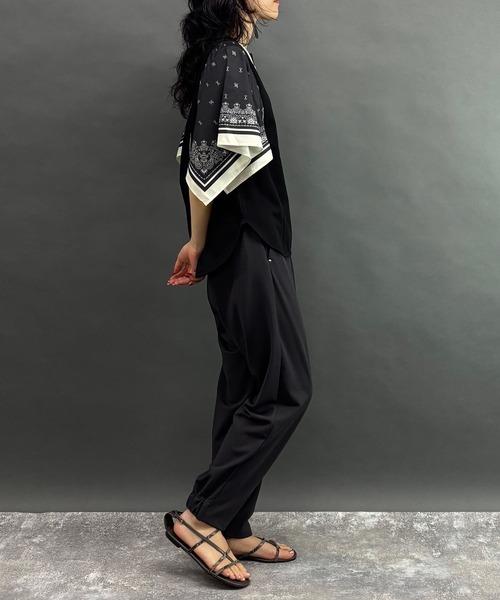 NICOLE white(ニコルホワイト)の「スカーフスリーブTシャツ(Tシャツ/カットソー・レディース・ブラック/オフホワイト・FREE)」の7枚目の写真