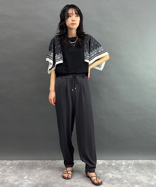 NICOLE white(ニコルホワイト)の「スカーフスリーブTシャツ(Tシャツ/カットソー・レディース・ブラック/オフホワイト・FREE)」の9枚目の写真