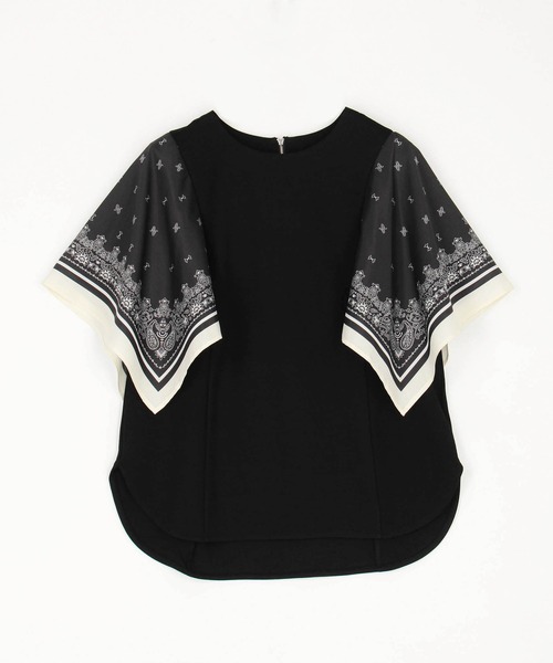 NICOLE white(ニコルホワイト)の「スカーフスリーブTシャツ(Tシャツ/カットソー・レディース・ブラック/オフホワイト・FREE)」の11枚目の写真