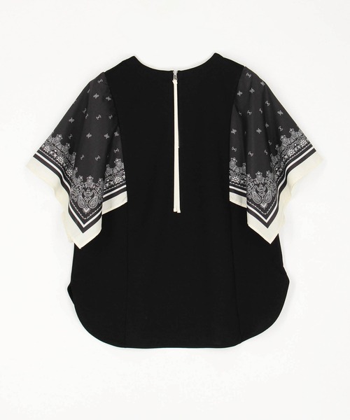 NICOLE white(ニコルホワイト)の「スカーフスリーブTシャツ(Tシャツ/カットソー・レディース・ブラック/オフホワイト・FREE)」の12枚目の写真