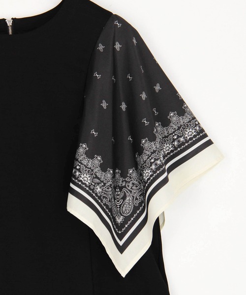 NICOLE white(ニコルホワイト)の「スカーフスリーブTシャツ(Tシャツ/カットソー・レディース・ブラック/オフホワイト・FREE)」の14枚目の写真