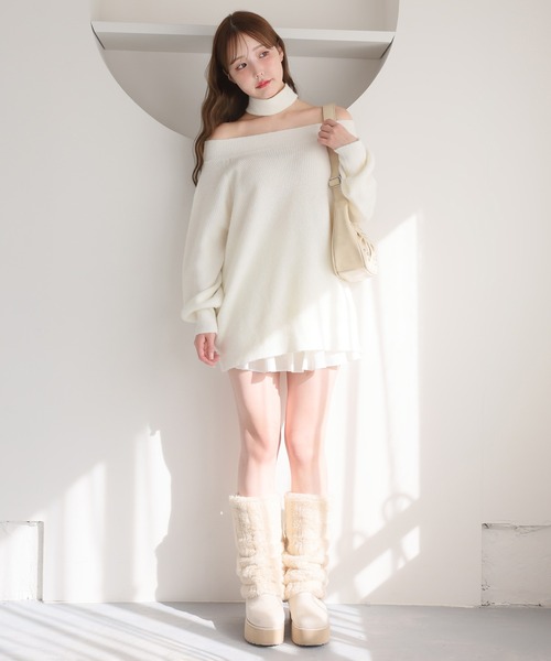 one after another NICE CLAUP（ワンアフターアナザーナイスクラップ）の「【新色追加】2wayフェイクムートンロングブーツ（ブーツ・レディース・オフホワイト/ライトベージュ/モカ・S/L/M）」の6枚目の写真