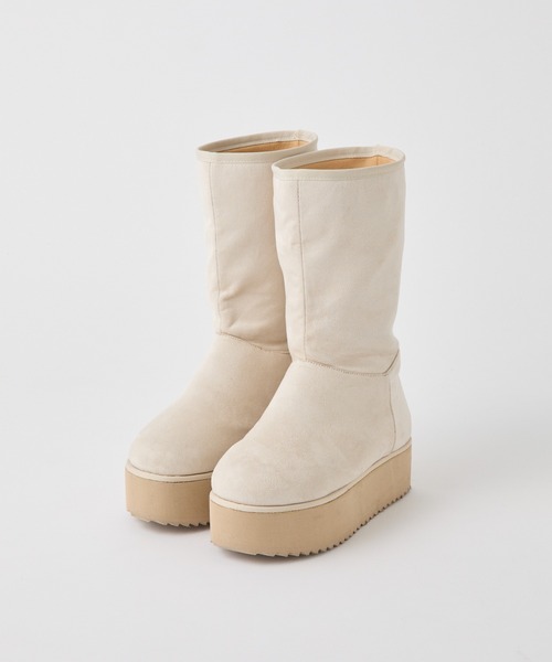 one after another NICE CLAUP（ワンアフターアナザーナイスクラップ）の「【新色追加】2wayフェイクムートンロングブーツ（ブーツ・レディース・オフホワイト/ライトベージュ/モカ・S/L/M）」の9枚目の写真