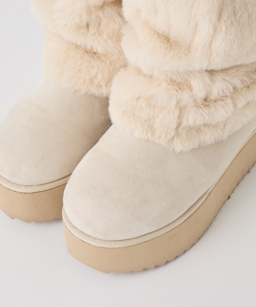 one after another NICE CLAUP（ワンアフターアナザーナイスクラップ）の「【新色追加】2wayフェイクムートンロングブーツ（ブーツ・レディース・オフホワイト/ライトベージュ/モカ・S/L/M）」の14枚目の写真