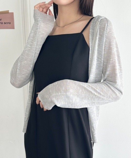 wears（ウェアーズ）の「フード付きシアージップパーカー（Tシャツ/カットソー・レディース・グレー/ブラック/ホワイト/サックスブルー・FREE）」の4枚目の写真