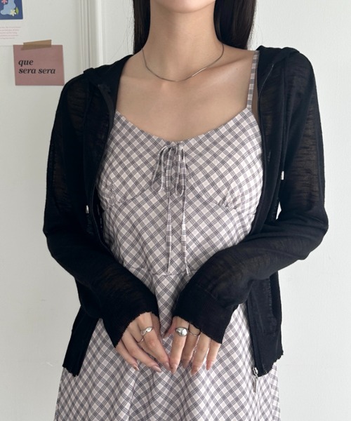 wears（ウェアーズ）の「フード付きシアージップパーカー（Tシャツ/カットソー・レディース・グレー/ブラック/ホワイト/サックスブルー・FREE）」の3枚目の写真