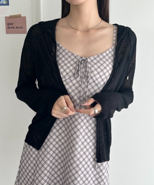 wears（ウェアーズ）の「フード付きシアージップパーカー（Tシャツ/カットソー・レディース・グレー/ブラック/ホワイト/サックスブルー・FREE）」の15枚目の写真