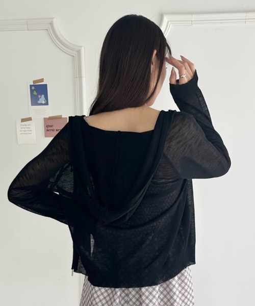 wears（ウェアーズ）の「フード付きシアージップパーカー（Tシャツ/カットソー・レディース・グレー/ブラック/ホワイト/サックスブルー・FREE）」の20枚目の写真
