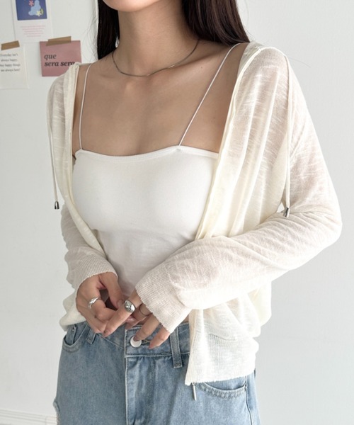 wears（ウェアーズ）の「フード付きシアージップパーカー（Tシャツ/カットソー・レディース・グレー/ブラック/ホワイト/サックスブルー・FREE）」の11枚目の写真