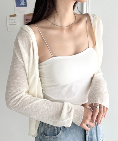 wears（ウェアーズ）の「フード付きシアージップパーカー（Tシャツ/カットソー・レディース・グレー/ブラック/ホワイト/サックスブルー・FREE）」の13枚目の写真