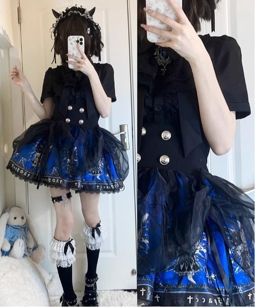NOVESSEL（ノベセル）の「『AOSPACE』クロスティアードレーススカート（スカート・レディース・ブラック/レッド/ブルー・SMALL/MEDIUM）」の22枚目の写真