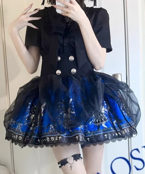 NOVESSEL（ノベセル）の「『AOSPACE』クロスティアードレーススカート（スカート・レディース・ブラック/レッド/ブルー・SMALL/MEDIUM）」の19枚目の写真