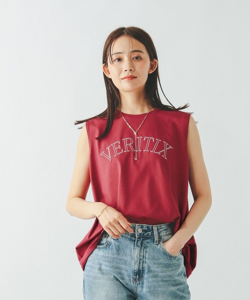 GLOBAL WORK（グローバルワーク）の「リッチクリーンプリントTノースリーブ/572377（Tシャツ/カットソー・レディース・ローズ/チャコールグレー/オフホワイト/ブラウン・LARGE/MEDIUM）」の19枚目の写真