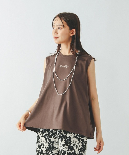 GLOBAL WORK（グローバルワーク）の「リッチクリーンプリントTノースリーブ/572377（Tシャツ/カットソー・レディース・ローズ/チャコールグレー/オフホワイト/ブラウン・LARGE/MEDIUM）」の15枚目の写真