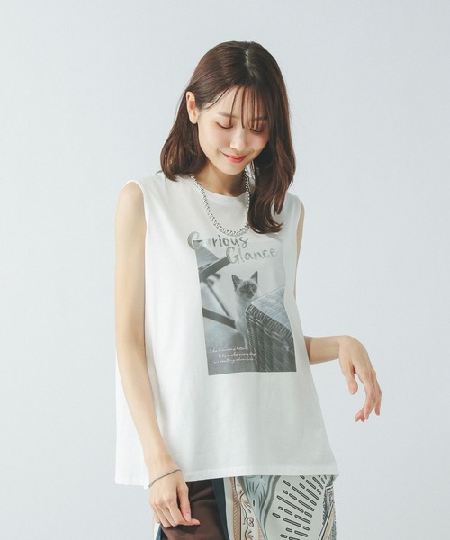 セール】リッチクリーンプリントTノースリーブ/572377（Tシャツ