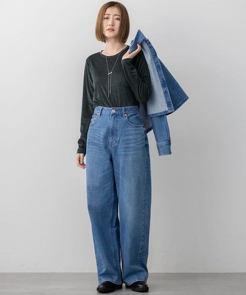 23区 L（ニジュウサンクオオキイサイズ）の「【見上愛さん着用/RED CARD TOKYO×23区】クロップド デニム ジャケット（デニムジャケット・レディース・ターコイズブルー系/ダルブルー系・44/46/48/50）」の7枚目の写真