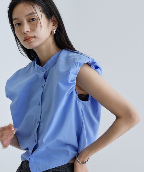 GALLEST(ギャレスト)の「【一部店舗限定】ブロードパフショルブラウス(シャツ/ブラウス・レディース・サックスブルー系2/ピンク/サックスブルー・38)」の2枚目の写真