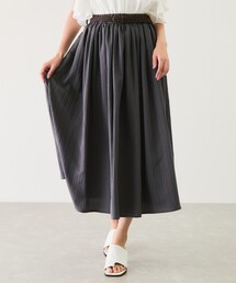 楊柳ストライプベルト付きスカート