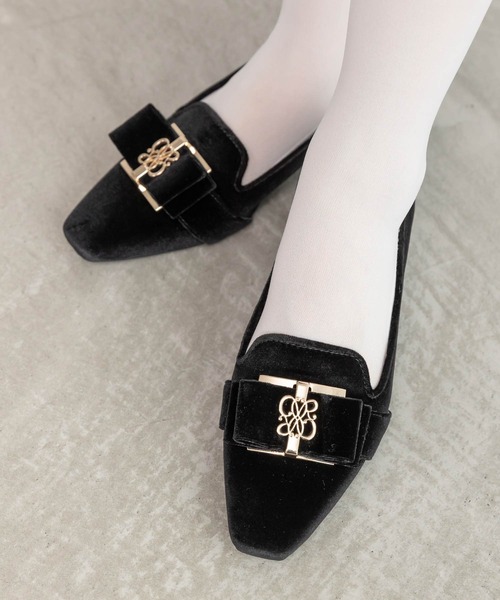 RANDA モノグラムリボンベロアローファー モノグラムリボンベロアローファー（ローファー）｜RANDA（ランダ）の