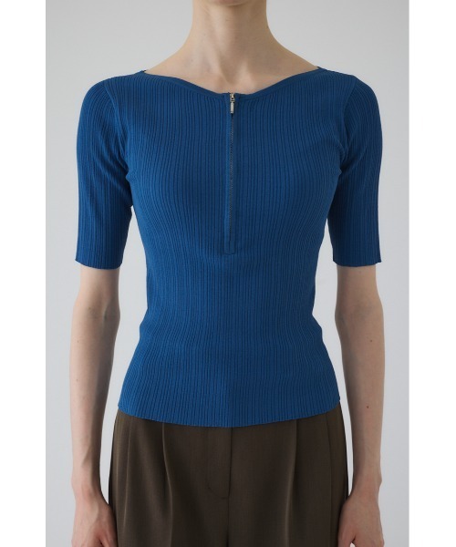 RIM.ARK(リムアーク)の「Rib zipper knit tops リブジッパーニットトップス(ニット/セーター・レディース・ブラック/グレー/ブルー・FREE)」の3枚目の写真