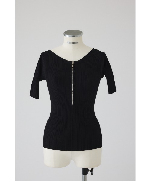 RIM.ARK(リムアーク)の「Rib zipper knit tops リブジッパーニットトップス(ニット/セーター・レディース・ブラック/グレー/ブルー・FREE)」の2枚目の写真