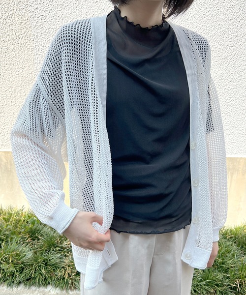 Flowering Korea(フラワーリングコリア)の「シアーハイネック メッシュ半袖トップス(Tシャツ/カットソー・レディース・ミント/ブラウン/イエロー/アイボリー/ブラック/グレー/ホワイト/グリーン・FREE)」の11枚目の写真