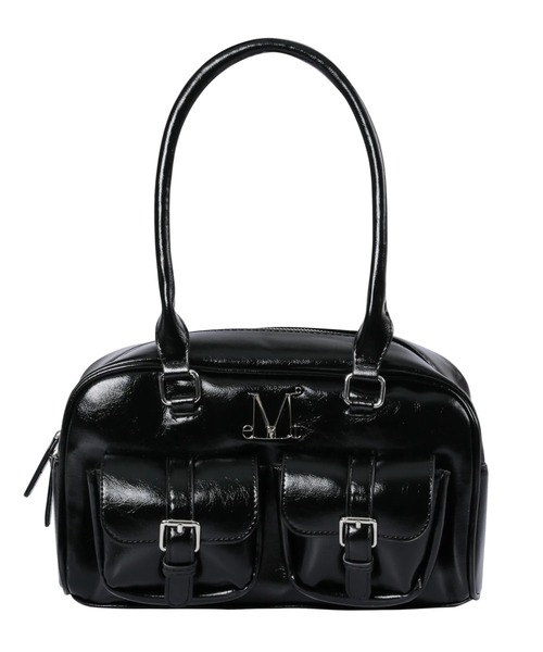 MUCENT(ムセント)の「【日本未発売/WEB限定】MUCENT(ムセント)/軽量 ショルダー ハンドバッグ/BIRUS METAL LOGO ENAMEL 2-BELT POCKET SHOULER BAG(ショルダーバッグ・レディース・ブラック・FREE)」の7枚目の写真